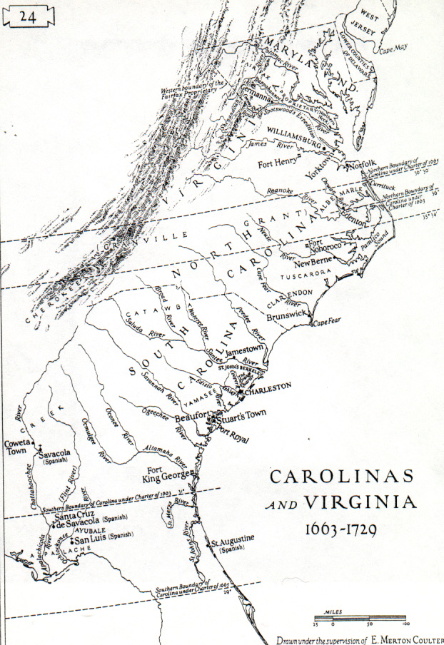 map of the Carolinas and Virginia
