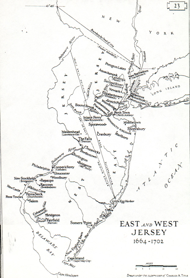 Map of East and West Jersey